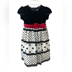 Jayne Copeland Velvet 3 Layered-Polka Dot Dress Girl’s 5 Christmas Party New
